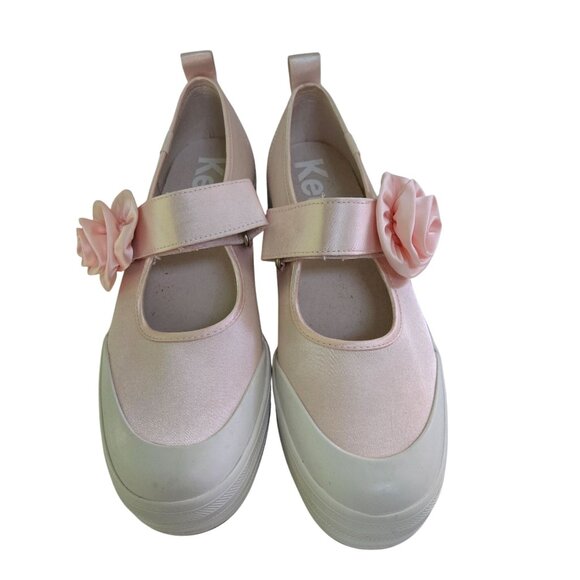 Keds Mary Jane Satin Sneaker Shoe Rose Hook And Loop Closure Size 8.5 - Picture 6 of 13